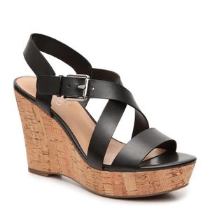 Franco Sarto "Stallion" black wedge sandals